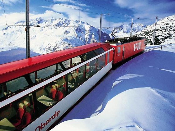 Viagem de trem na Suíça